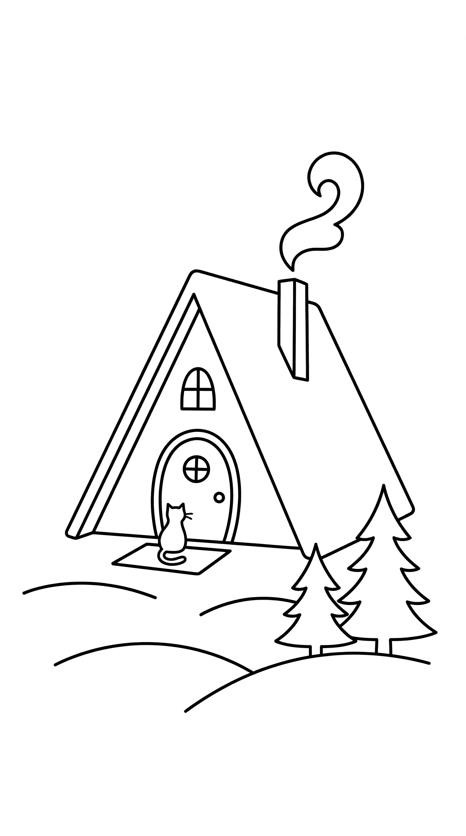 बिल्ली के साथ आरामदायक घर दरवाजे पर