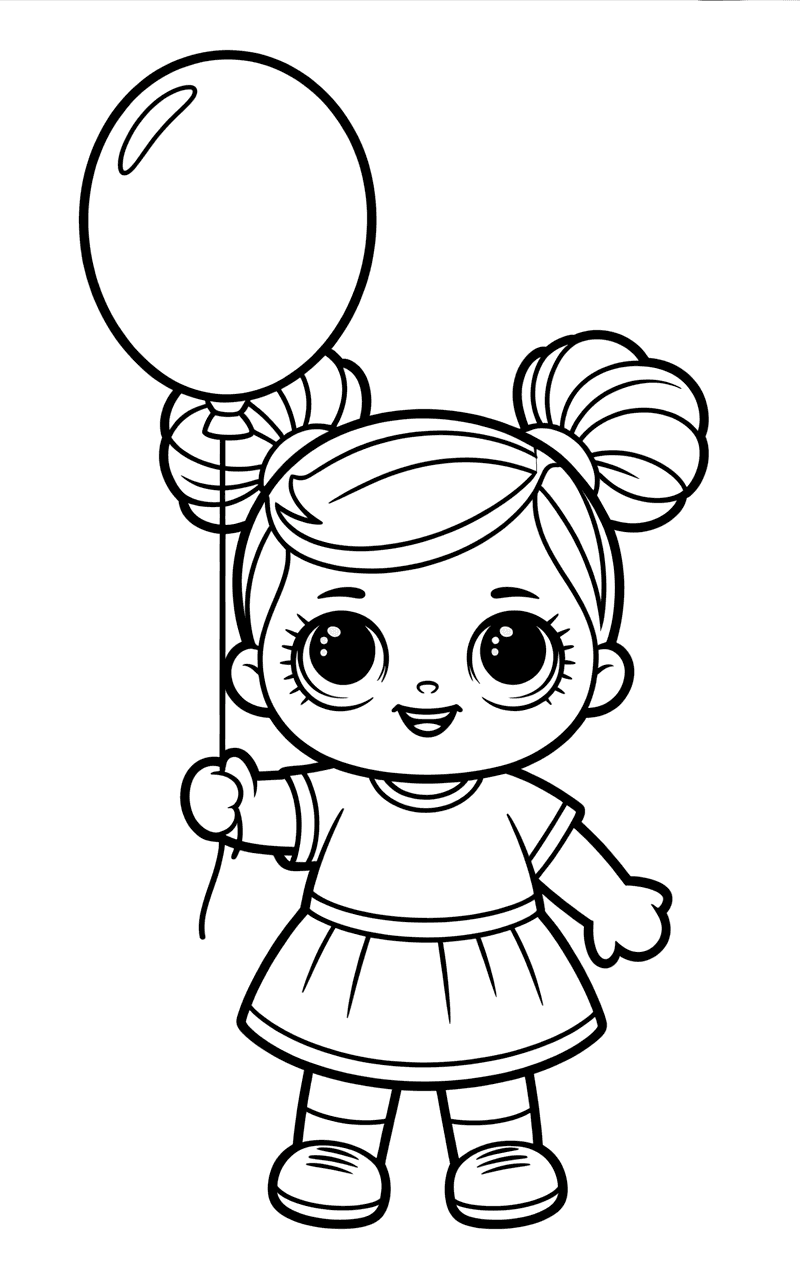 गुड़िया गुब्बारे के साथ