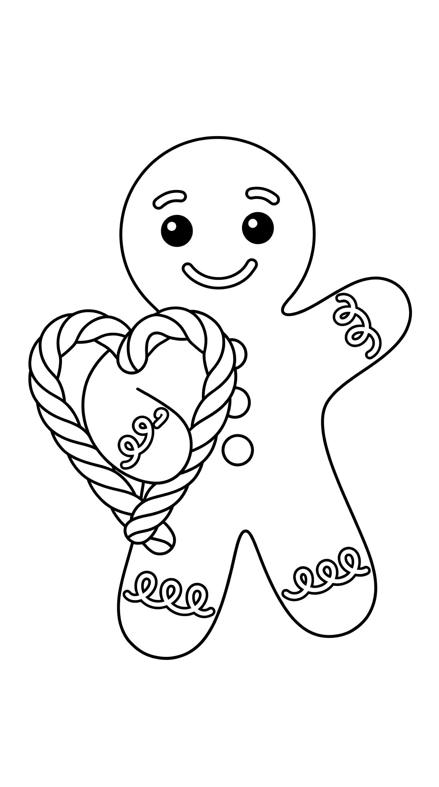 Gingerbread Holding Heart Candy Cane