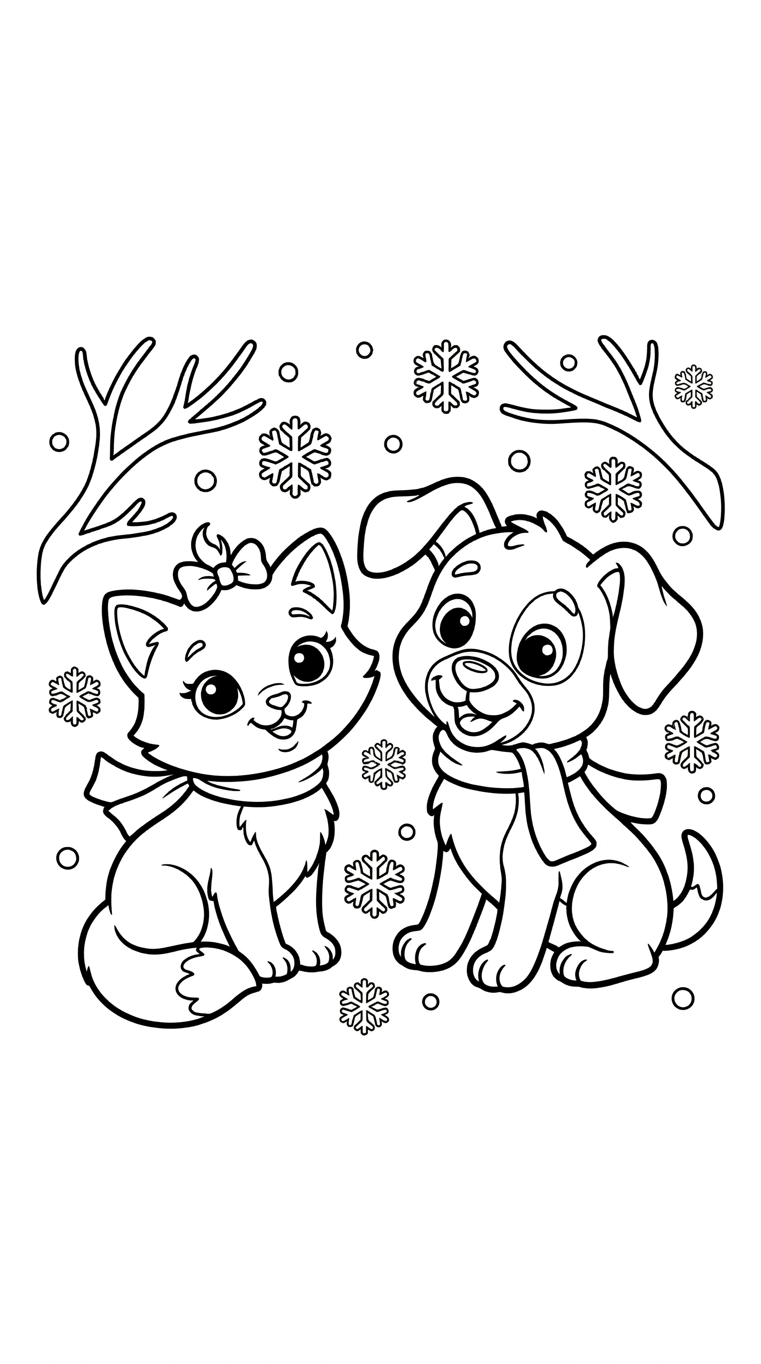 Kitty and Puppy in Snow