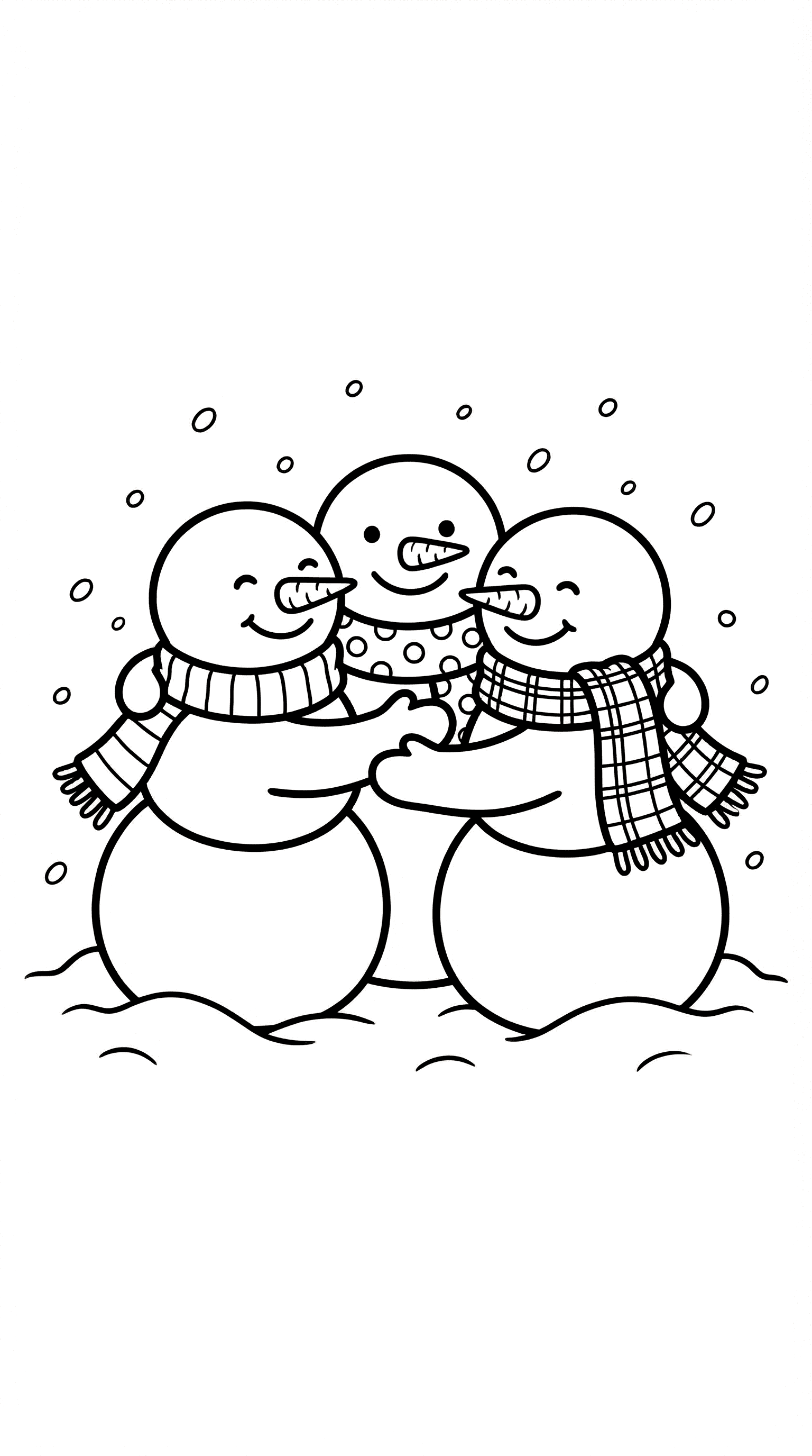 स्नोमैन परिवार का आलिंगन