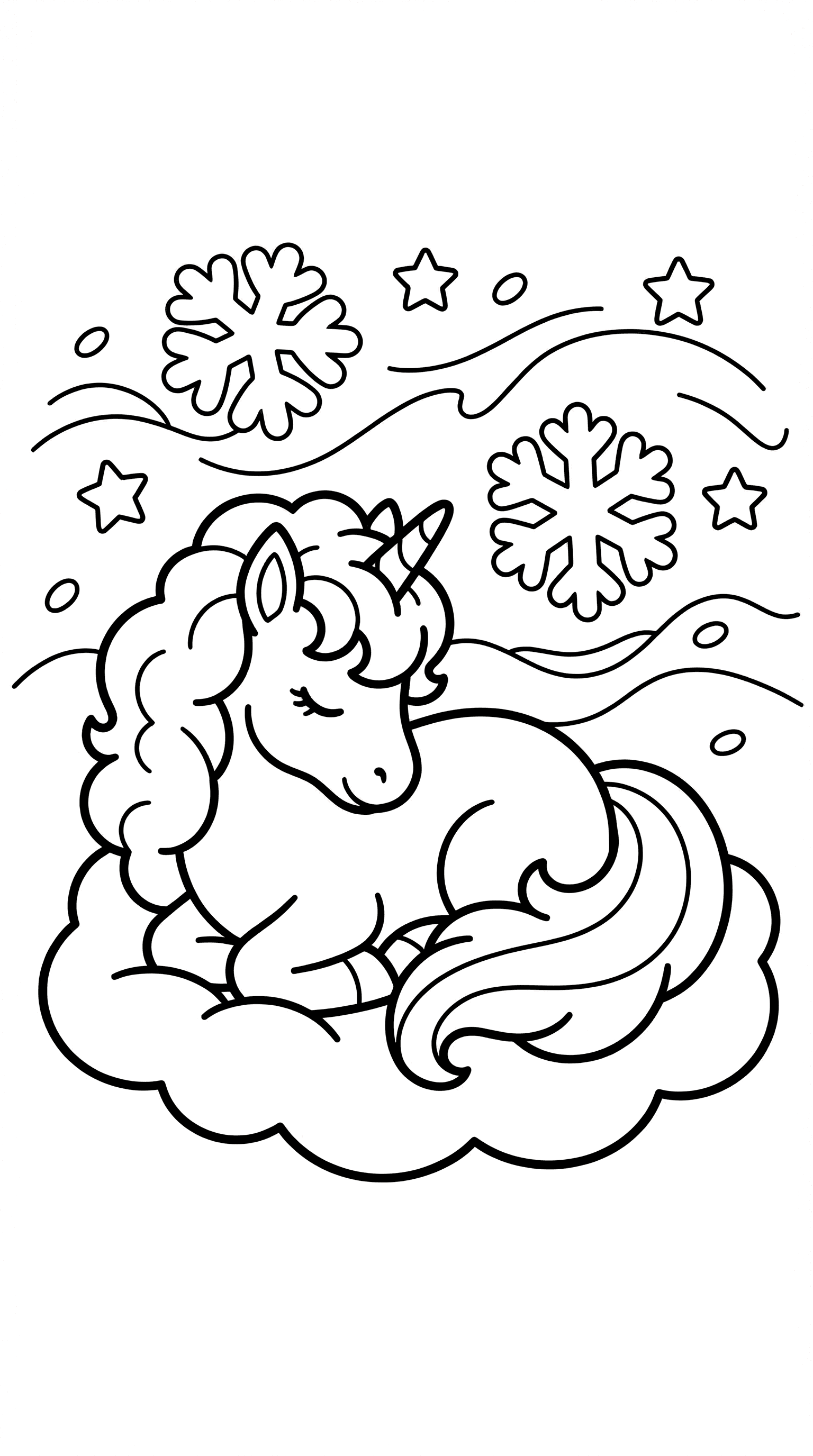 Rêverie de licorne sous les flocons de neige