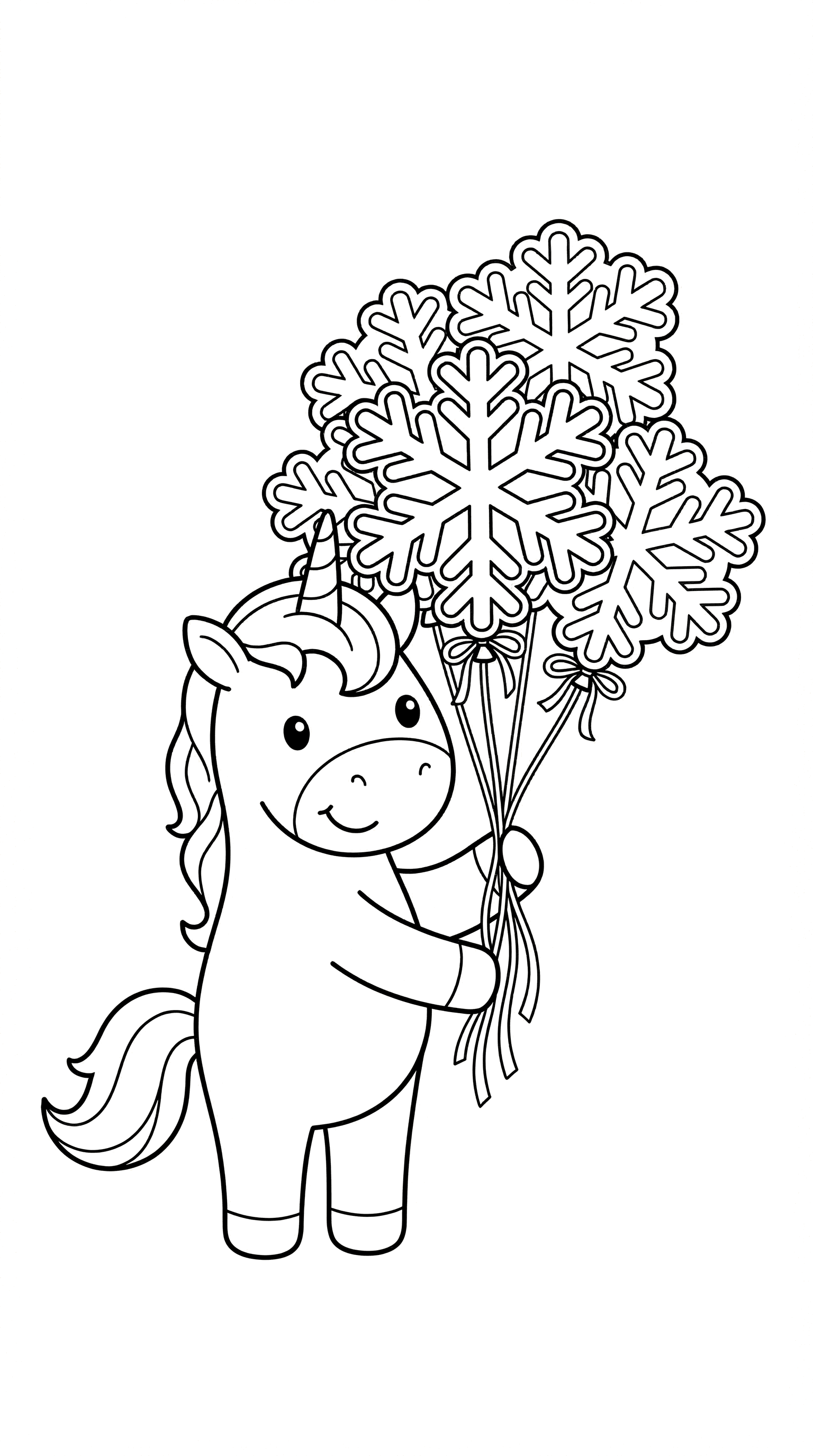 Unicorn with Snowflake Balloons