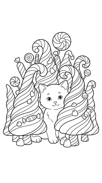 Kitty in Candy Cane Forest