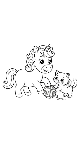 Unicorn Playing with a Kitten