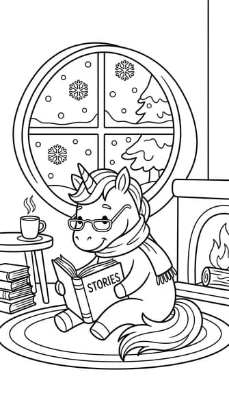 Unicorn Reading Indoors