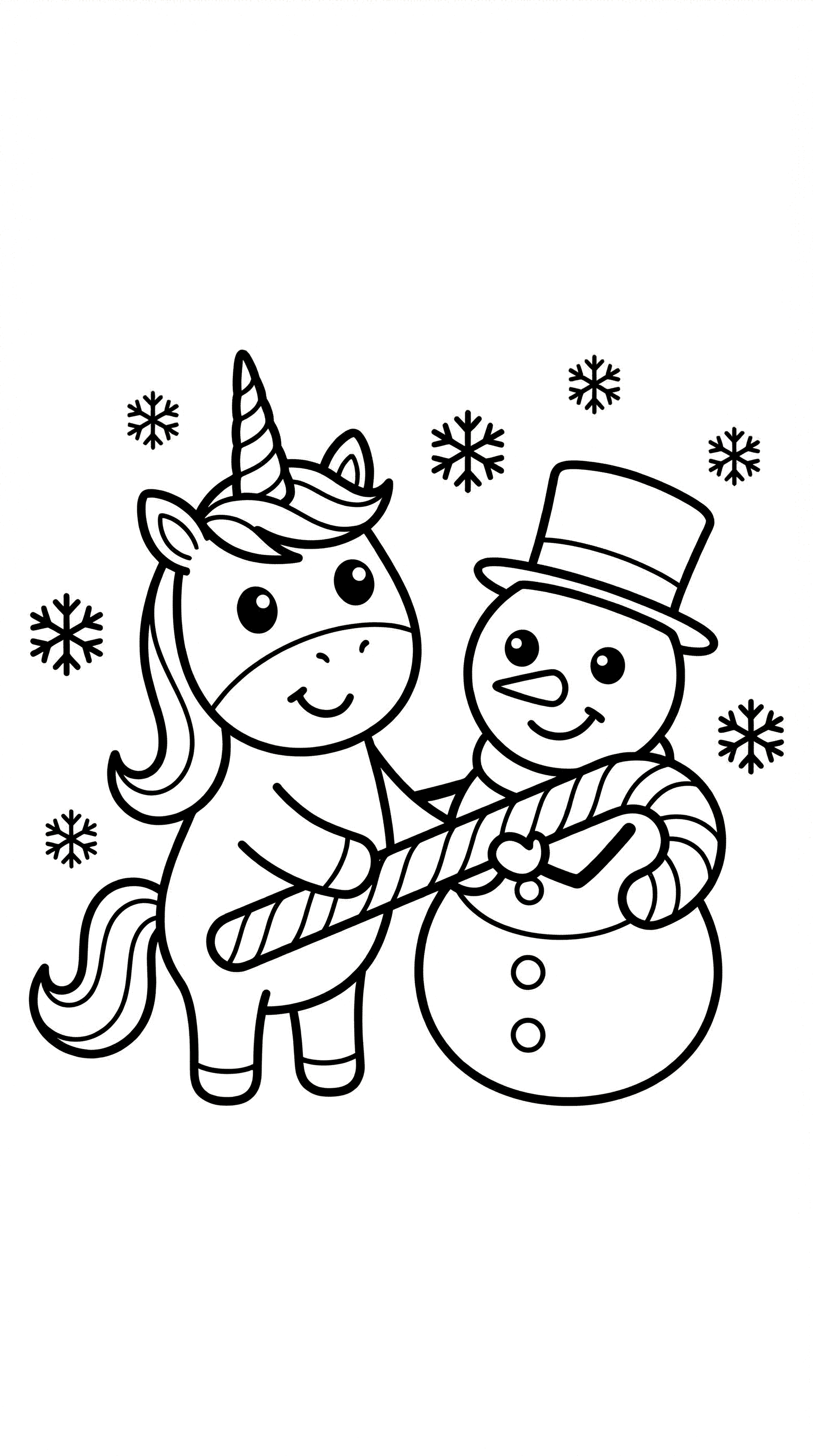 Unicorn & Snowman Sharing Candy Cane